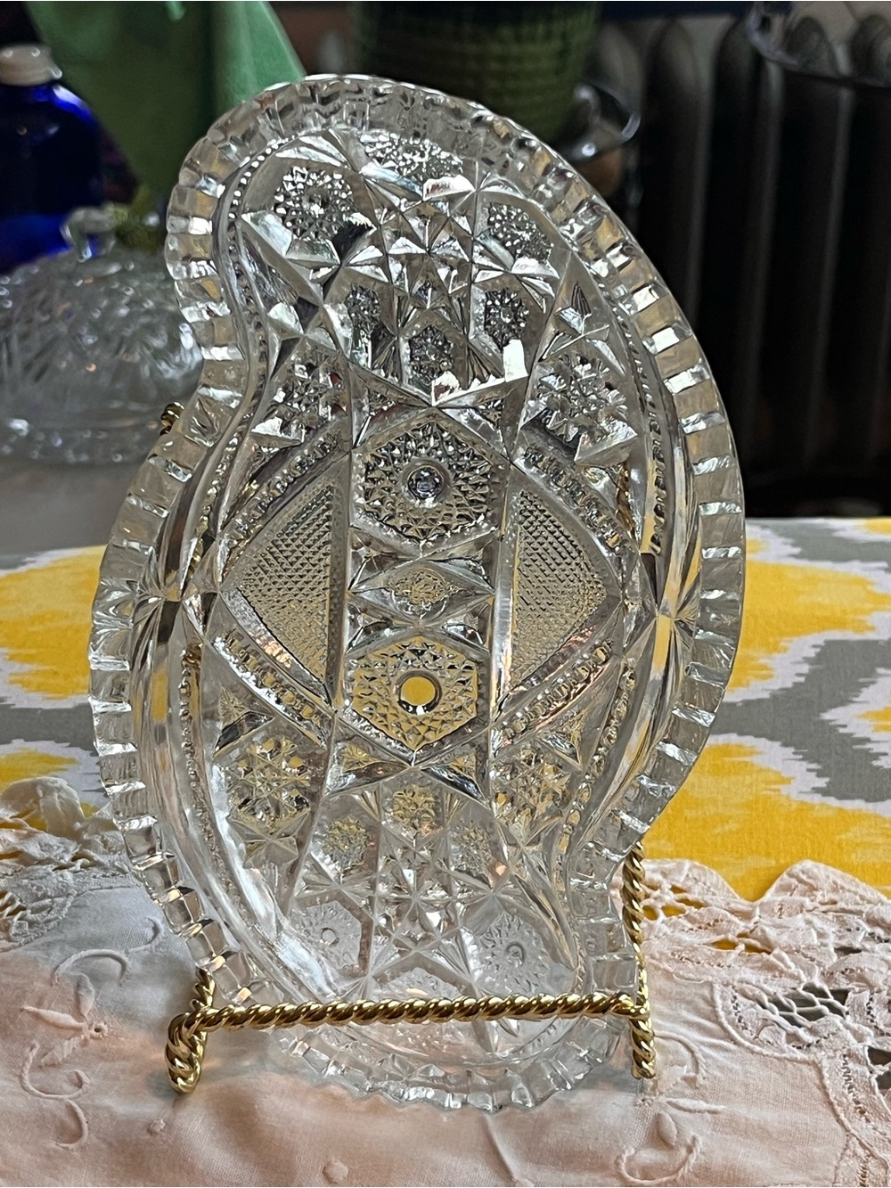 Vintage 
American Brilliant Cut Glass Pickle Dish